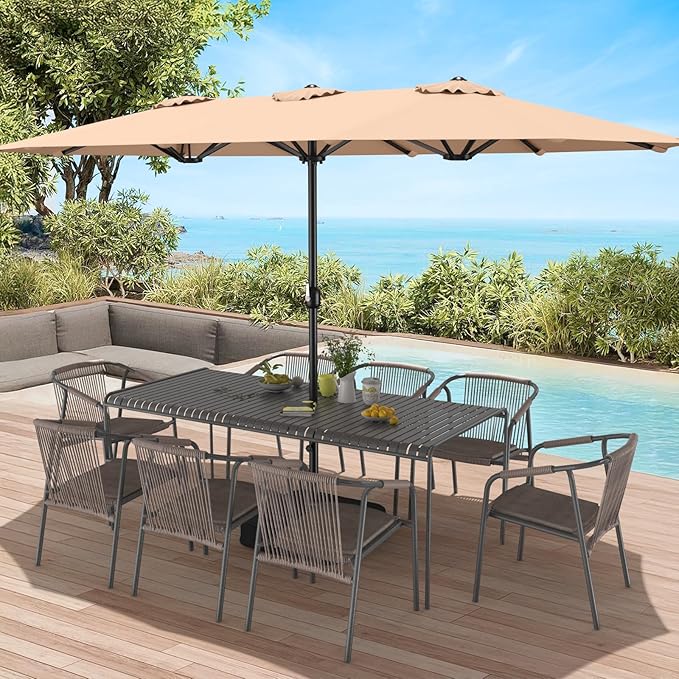 15ft Patio Umbrella with Base Included, Extra Large Shade Area