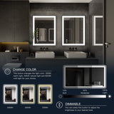 40x30 Dimmable LED Bathroom Mirror with Anti-Fog & Memory Function
