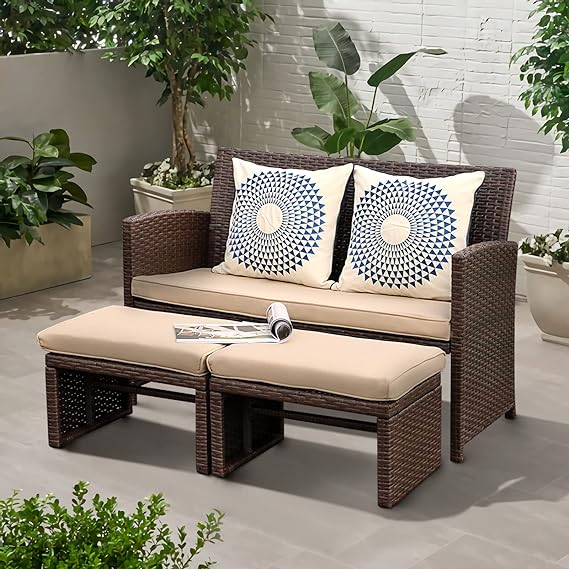 Outdoor Loveseat 3 Piece Patio Furniture Set Outdoor Conversation