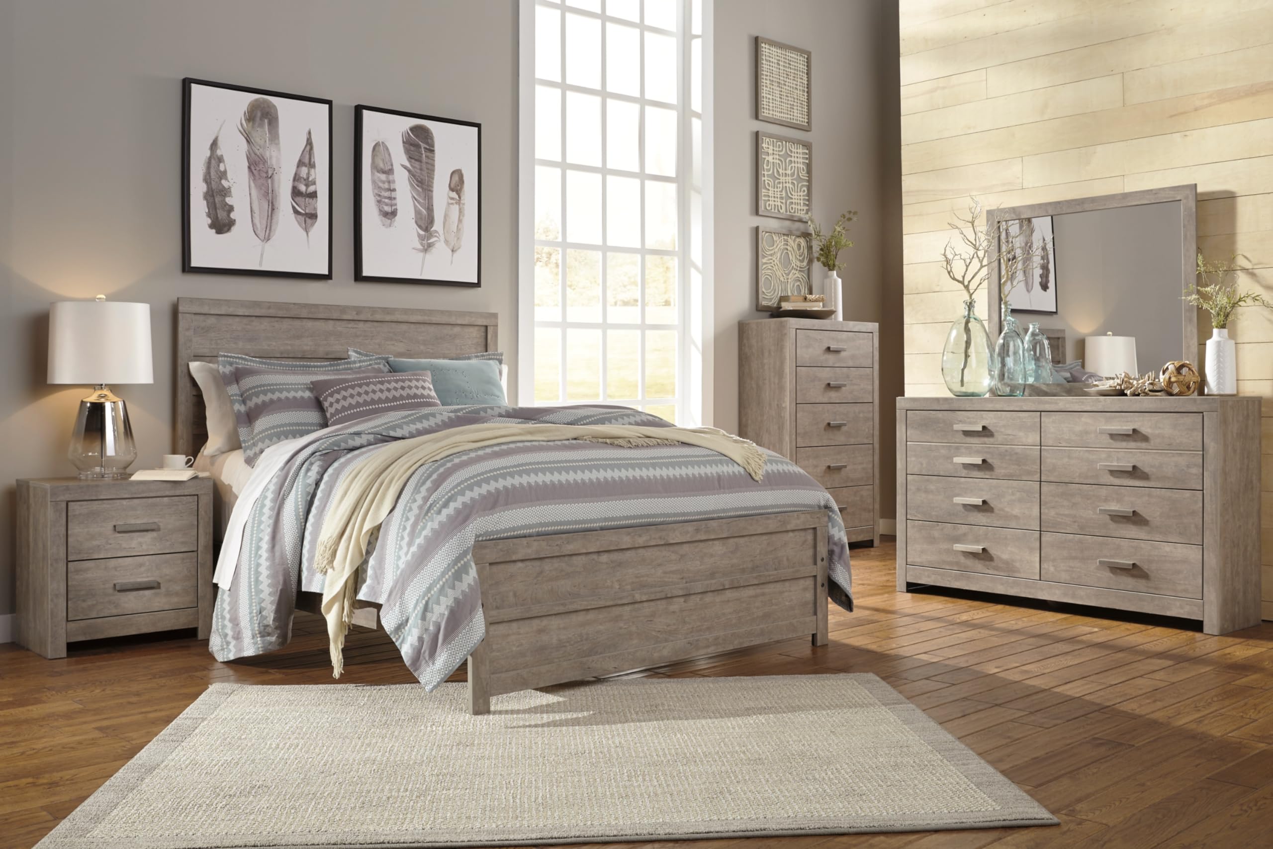 Culverbach Modern 2 Drawer Nightstand with 2 USB Charging Stations, 24.37" Tall, Weathered Gray
