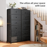 Black Dresser for Bedroom with 12 Drawers Tall Dressers & Chests of Drawers