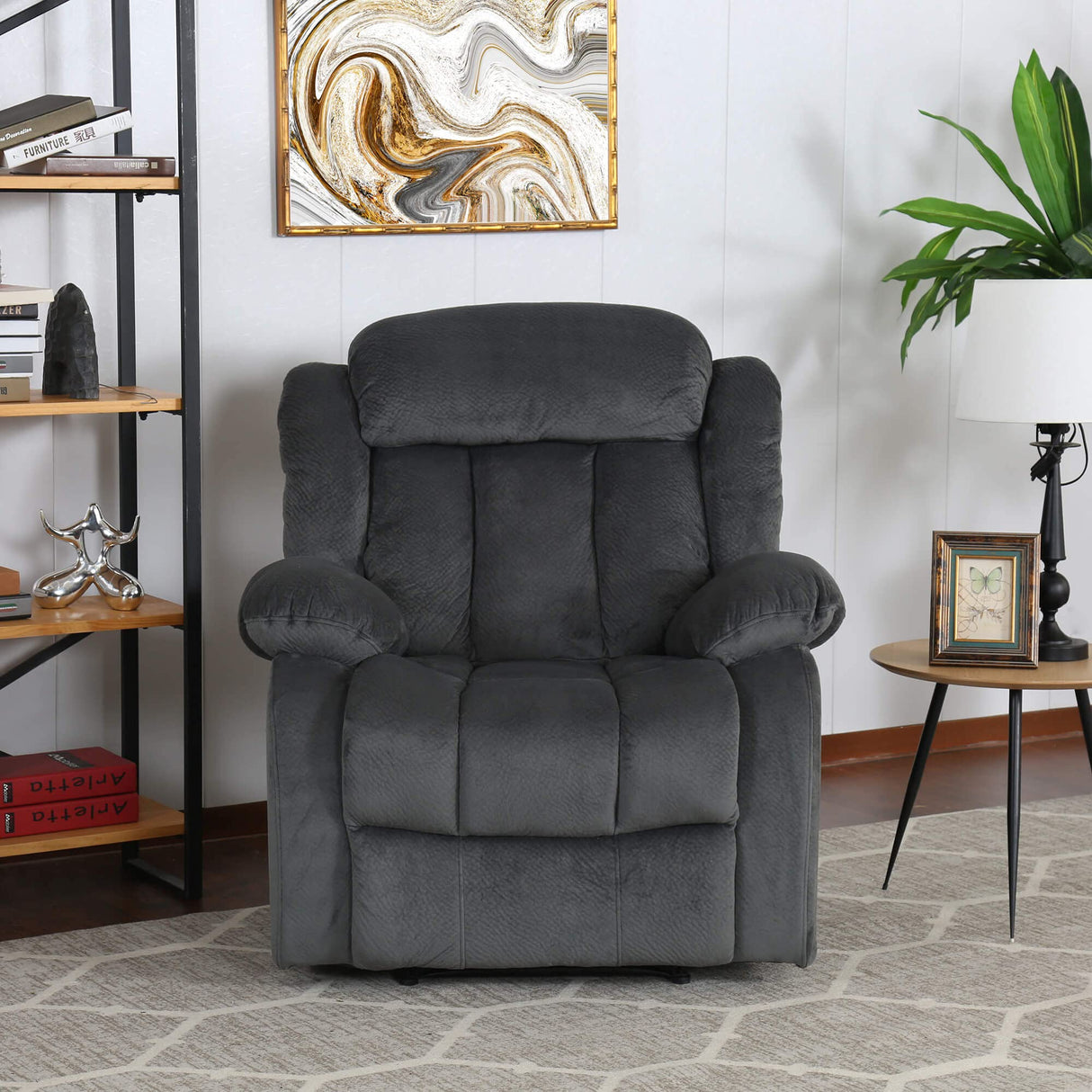 Madison Recliner, Charcoal gray with blue undertones