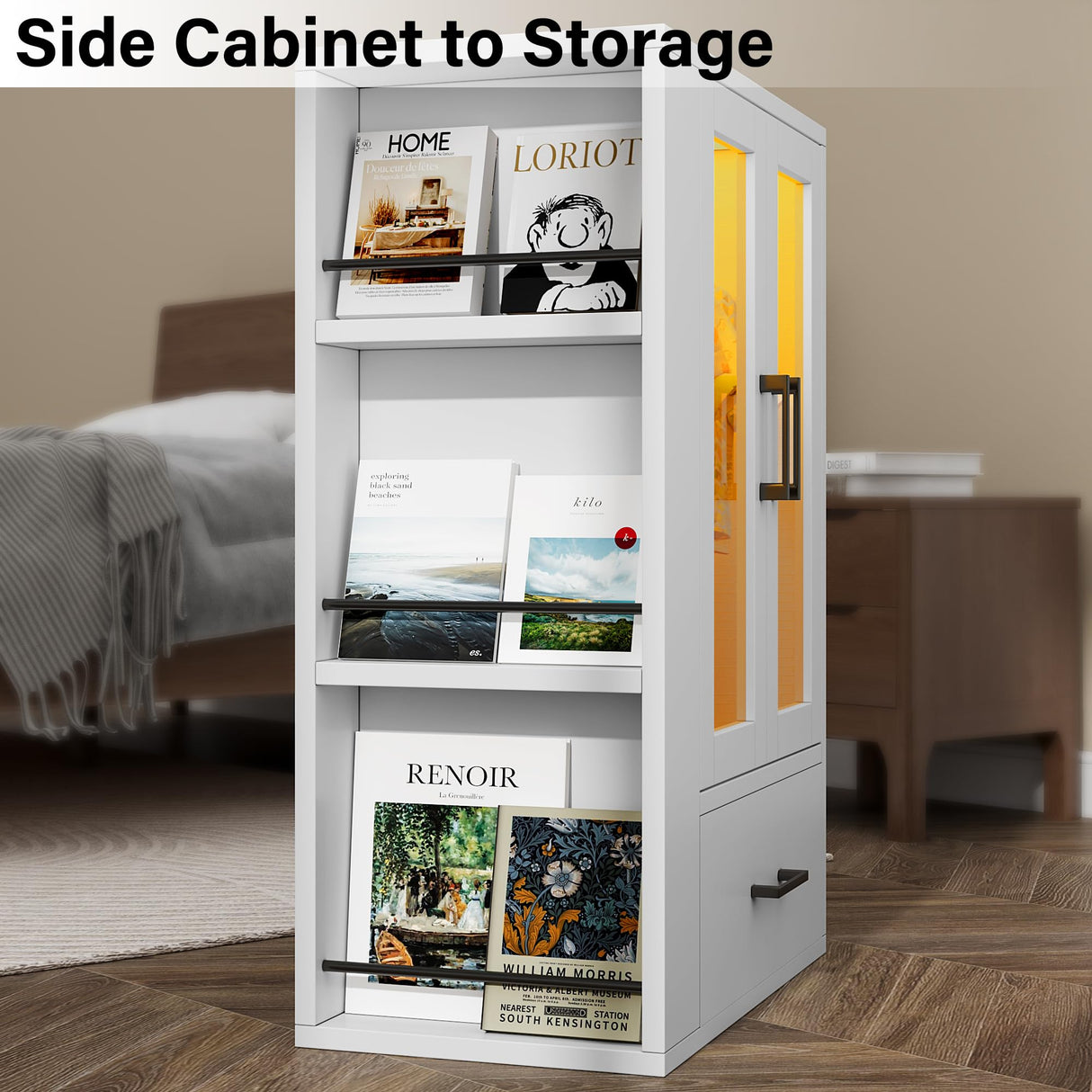 Wooden Dog Closet with LED Lights - Pet Wardrobe Storage Cabinet