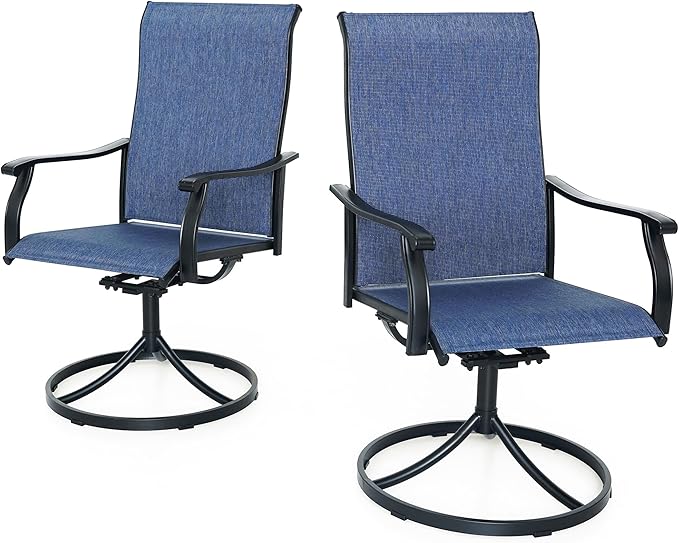 Outdoor Dining Chair Set of 2 High Back Outdoor Swivel Rocker Set