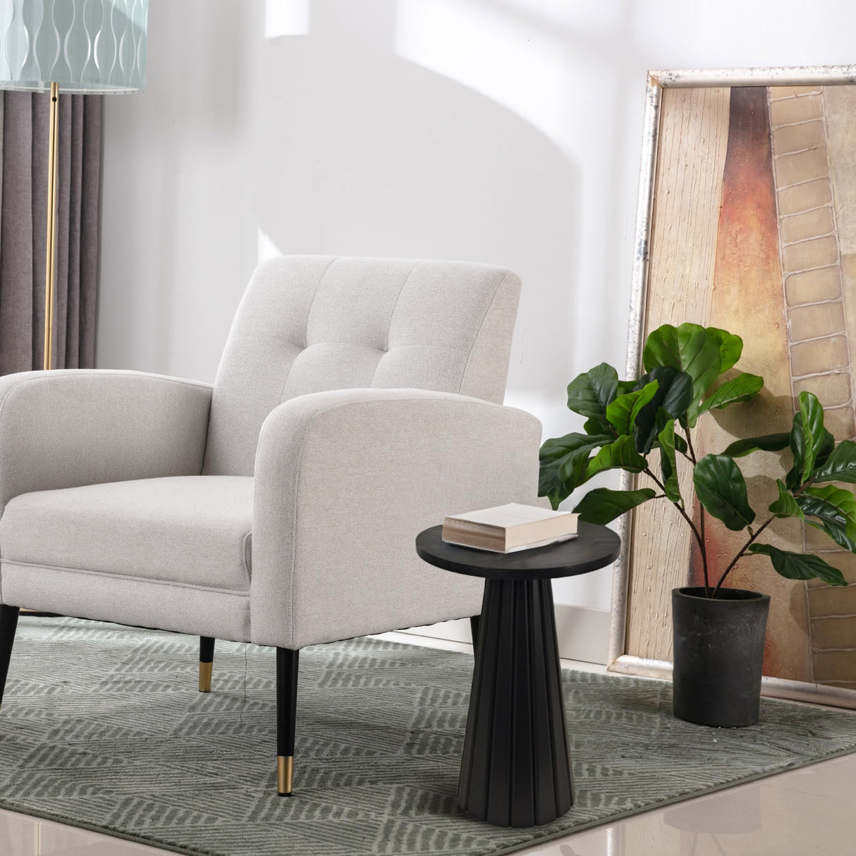 Small Pedestal Side Table, Round Modern Drink Table, Accent Table