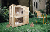 Collapsible Rabbit Hutch with Wheels, Upgrade Solid Wooden Bunny Cage Rabbit House