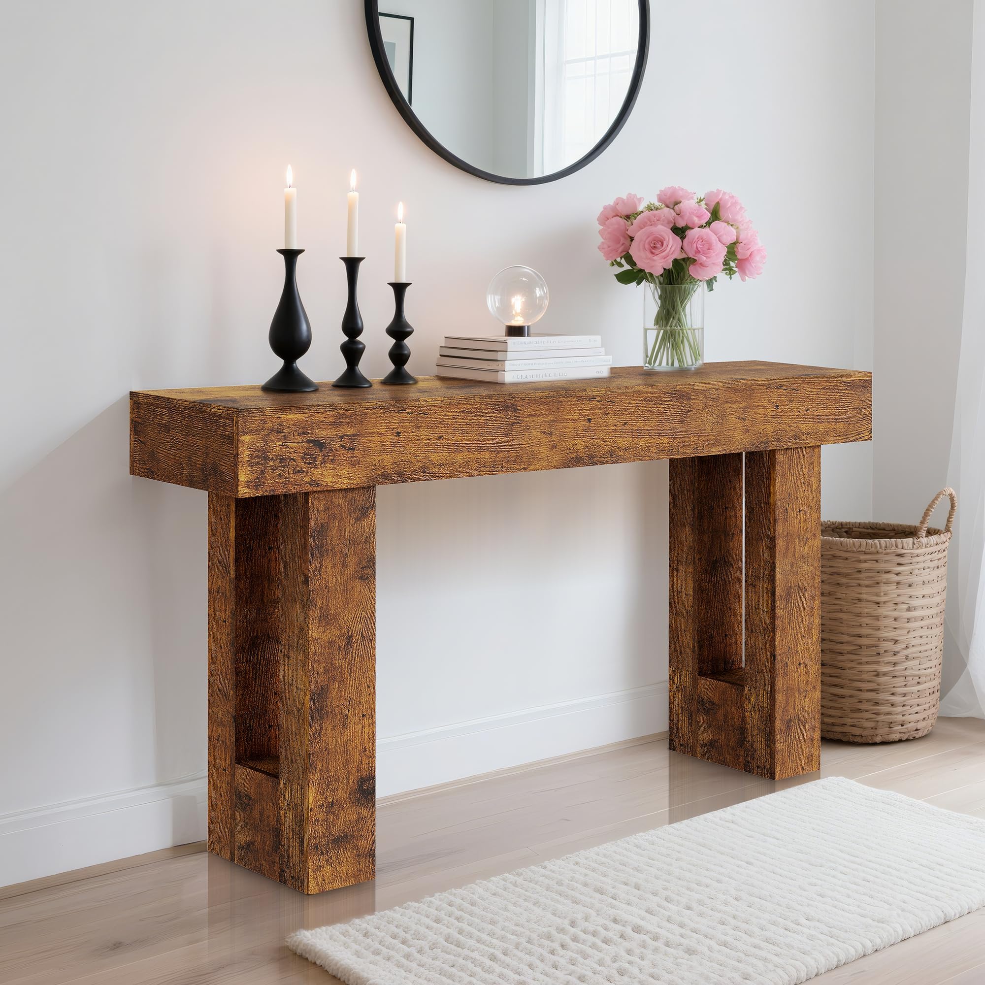 63-Inch Rustic Console Table for Entryway