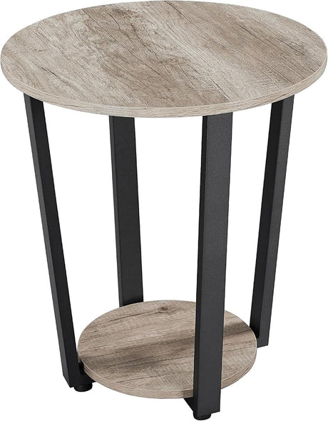 Industrial Small Round End Side Table for Living Room Set of 2