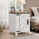 Nightstand with Charging Station, 18 Inch Farmhouse End Table