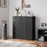 Wooden Bathroom Floor Cabinet, Side Storage Organizer Cabinet