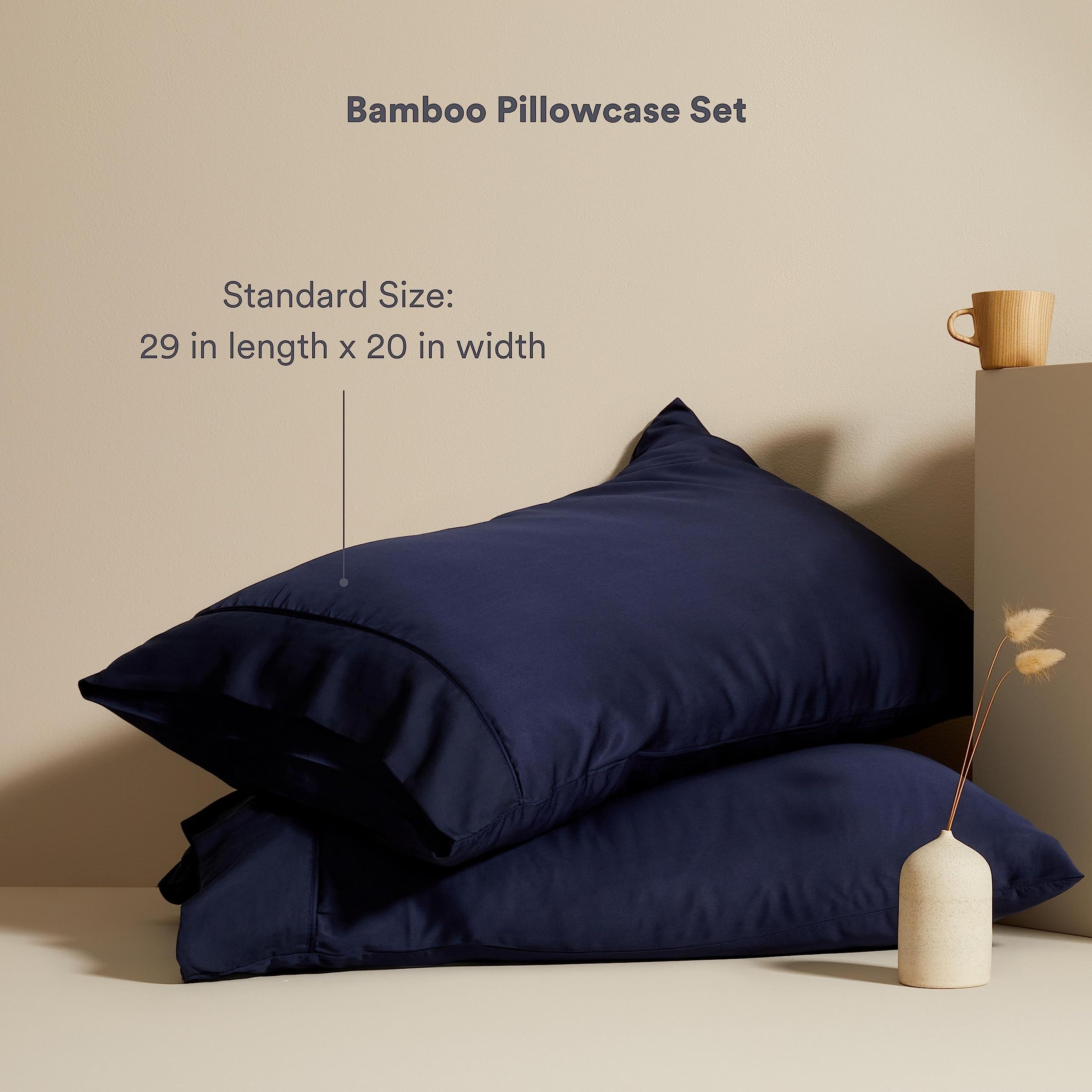 Pillowcase Set - 100% Lyocell - Standard Size - Cooling & Breathable - Silky-Soft Sateen