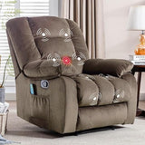 Overstuffed Massage Recliner Chairs with Heat and Vibration, Soft Fabric Single Manual