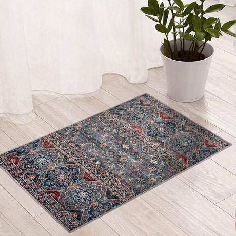 Camilla Boho Area Rug, 5'×7' Washable Oriental Accent Rug, Non-Slip Traditional Floral