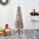 5ft. Flocked Pencil Artificial Christmas Tree with 200 Clear Lights