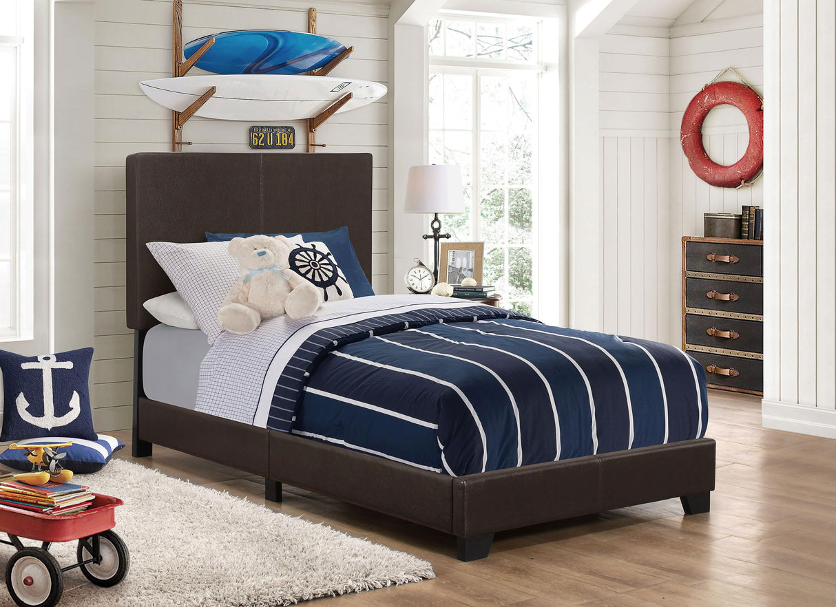 Dorian Transitional Leatherette Upholstered Twin Size Panel Bed Frame 46-inch