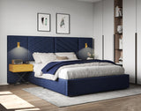 Luxury Bed Frame with Built-in Gold LED Lights and Nightstands