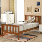 Twin Bed Frame with Headboard and Footboard - Oak Wood Platform