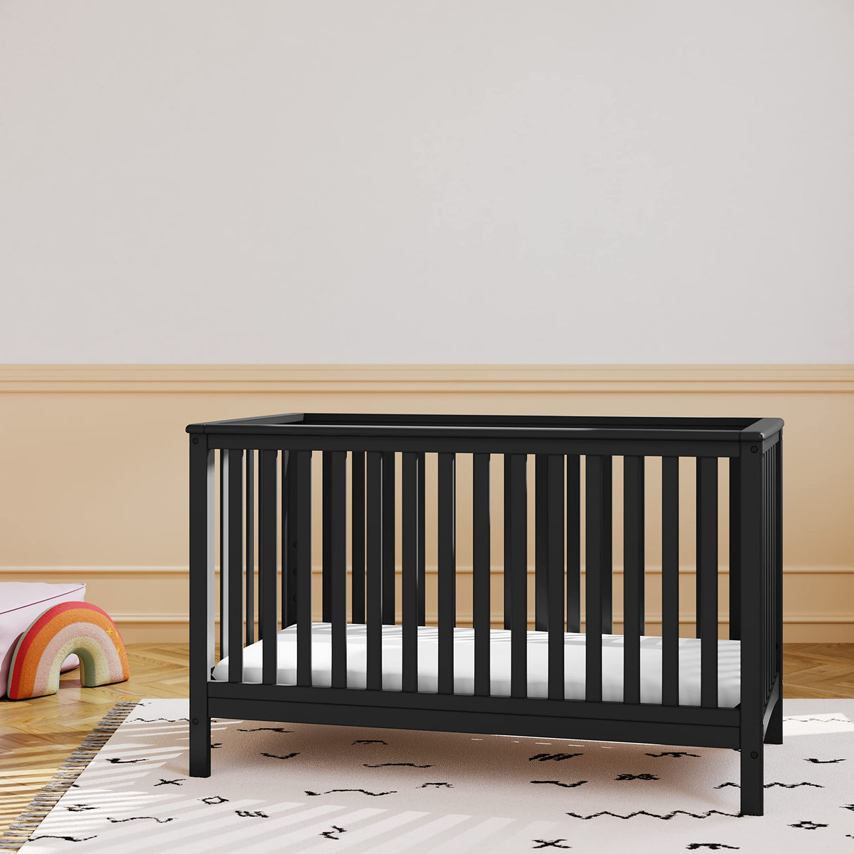 Hillcrest 4-in-1 Convertible Crib (Black) - Converts to Daybed, Toddler Bed