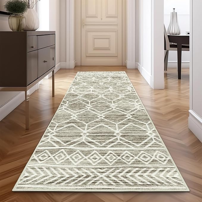 Runner Rug 3x10 Moroccan Hallway Rug with Line Bohemian Kitchen Washable Runner