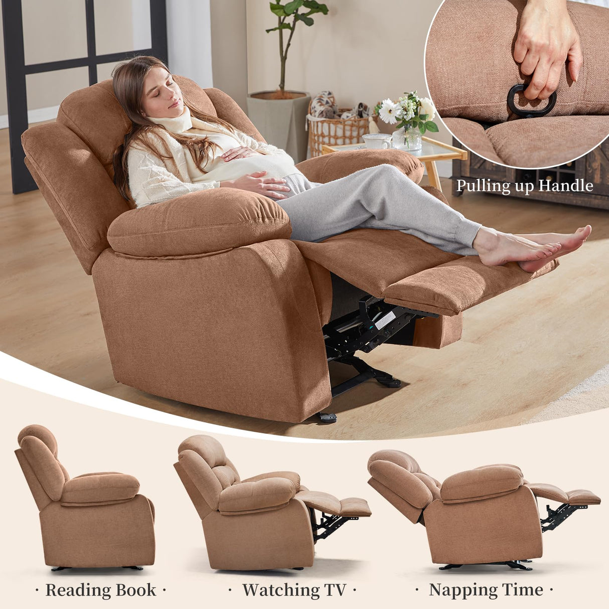 Rocking Recliner Chair with Massage, Overstuffed Recliner Chair Rocking