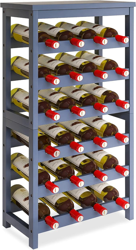 24-Bottle Wine Rack, 6 Tier Bamboo Wine Display Storage Shelves