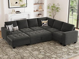 Modular Sectional Sleeper Sofa with Pull Out Bed U Shaped Sectional Sofa Couch