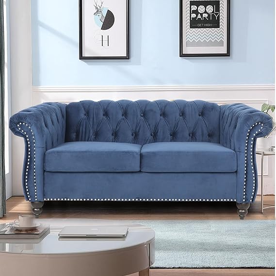 Velvet Chesterfield Chair, Mid-Century Modern Single Sofa Chair