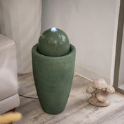 25.98" H Round Stone Indoor/Outdoor Modern Stone Textured Sphere Water Fountain