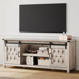 Farmhouse TV Stand for 65+ Inch TV, Entertainment Center with Sliding Barn Door, Media