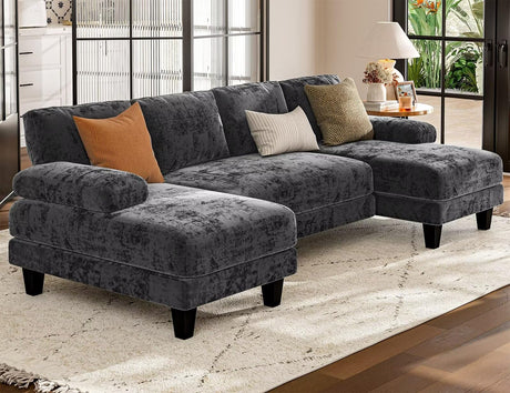 U Shaped Sectional Couches for Living Room, 111 Inch Modular Sofa with Double Chaise