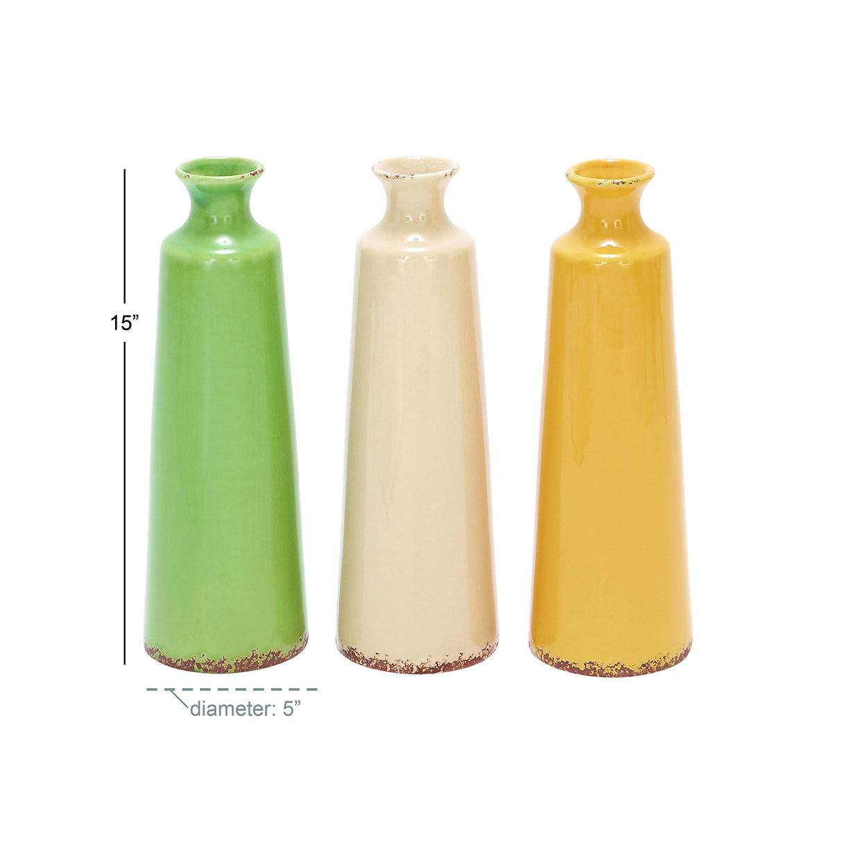 Ceramic Vase, 3 Assorted, 15 by 5"