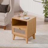 Modern Wicker Rattan Stand Set of 2, Rattan Stand with Drawer and Small Space