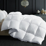 Goose Feather Down Comforter Queen Size - White Down Duvet Insert - Luxurious Fluffy