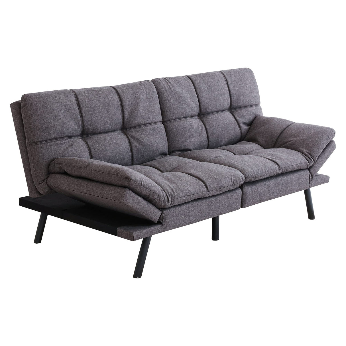 Futon Sofa Bed,Small Splitback Linen Fabric Memory Foam Couch,Modern Convertible Love seat for Compact Living Spaces