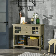 Vintage Console Table with 2 Drawers and Cabinets, Retro Sofa Table for Entryway, Living