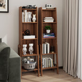 5 Tier Open Slanted Bookshelf Bamboo Bookcase with Legs and Top Edge Display Self