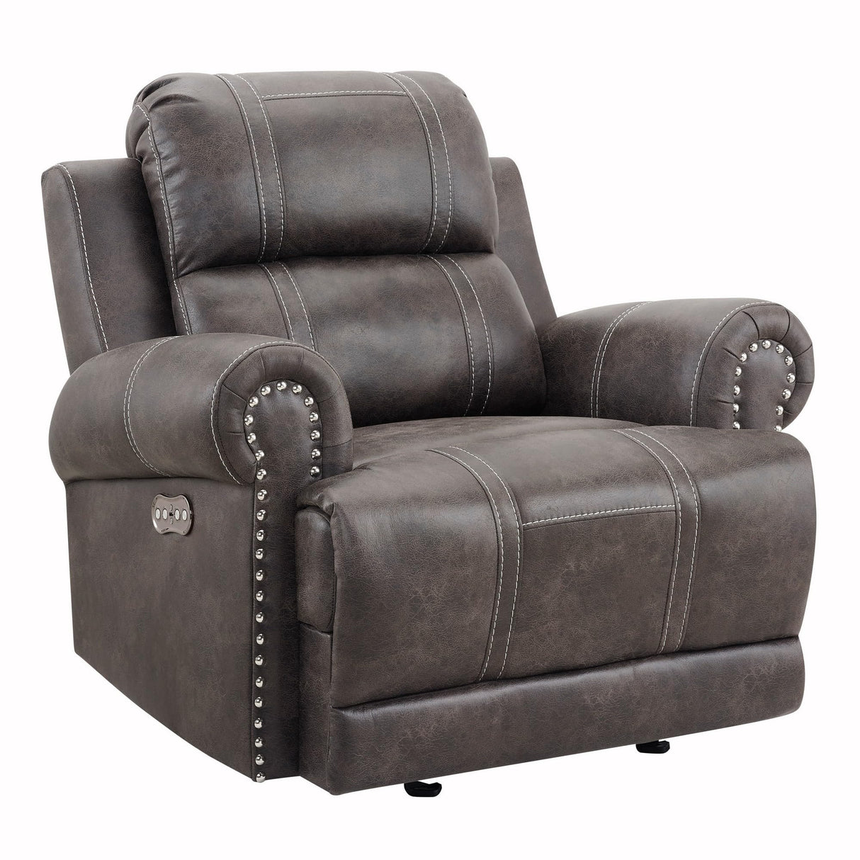 BM311486 41 in. WillowManual Faux Leather Upholstery Recliner Chair Walnut Brown