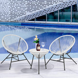 Acapulco Patio Bistro Set 3-Piece Outdoor Furniture Set All-Weather Woven Rope Patio