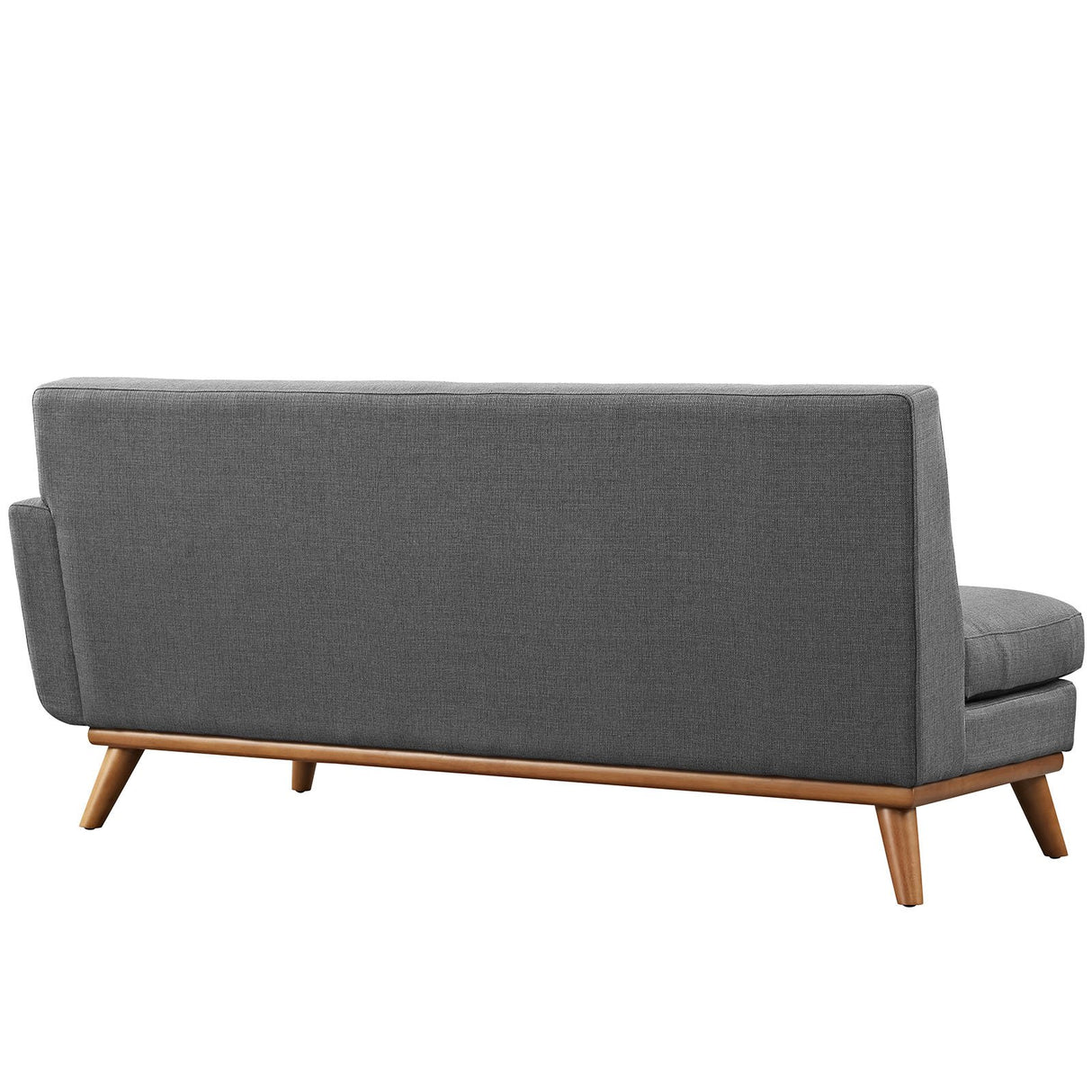 Engage Right Arm Loveseat in Mid-Century Modern Upholstered Fabric Gray