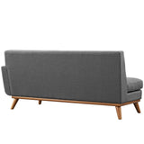 Engage Right Arm Loveseat in Mid-Century Modern Upholstered Fabric Gray