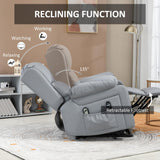 Electric Power Lift Recliner Chair, PU Leather Reclining Chair with Vibration Massage,