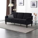 Black Couches for Living Room, 71" Small Couch Comfy 3 Seater Upholstered