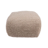 Square Wool Beige Pouf