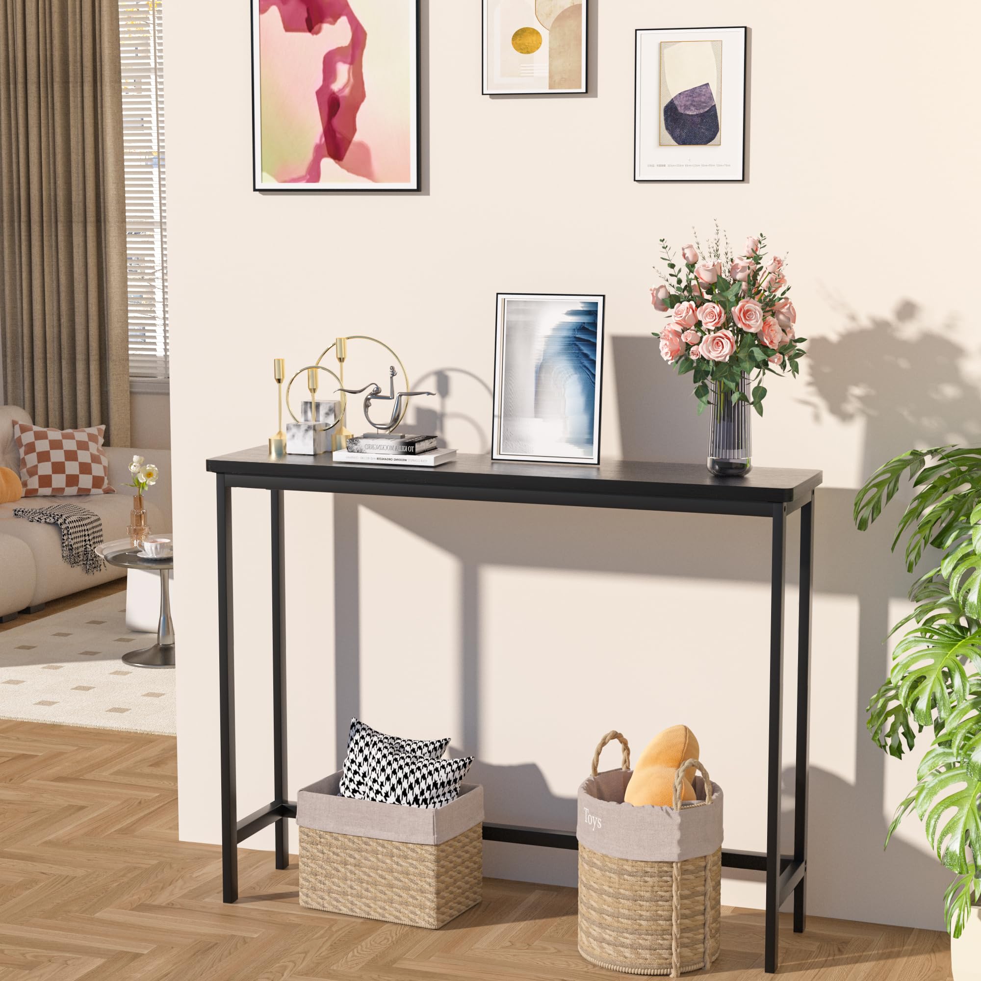 Console Table, Entryway Table, Narrow Sofa Table, 39" Bamboo Hallway Table