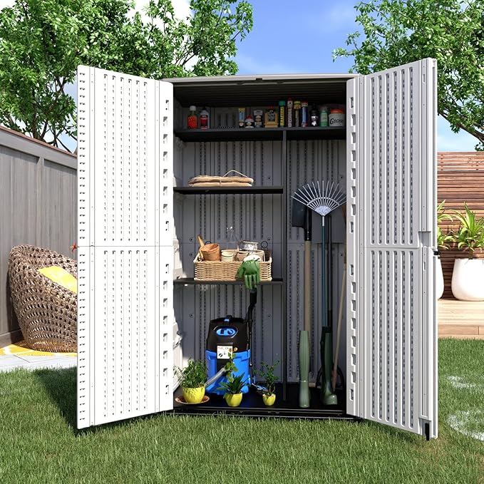 Outdoor Storage Shed - Horizontal Storage Cabinet Waterproof for Garden, Patio, Backyard