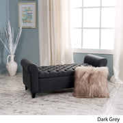 Keiko Fabric Armed Storage Bench, Dark Grey