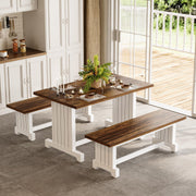 4-Person Dining Table Set with Benches