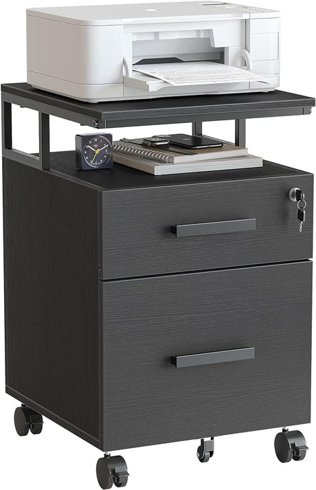 2-Drawer File Cabinet with Lock for Home Office, Rolling Filing Cabinet