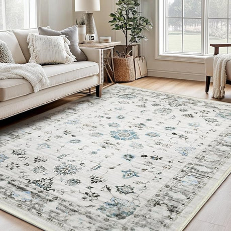 Washable 5X7 Area Rug for Living Room Vintage Rugs, Bedroom Kitchen Rugs, Vintage