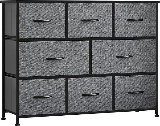 8-Drawer Dresser, 3-Tier Fabric Chest of Drawers, Storage Tower Organizer Unit